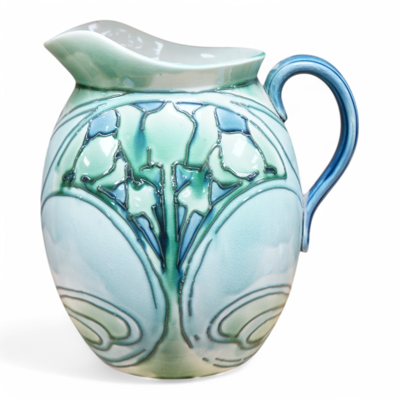 A Mintons Secessionist jug, 26cm. Condition - crazing visible throughout